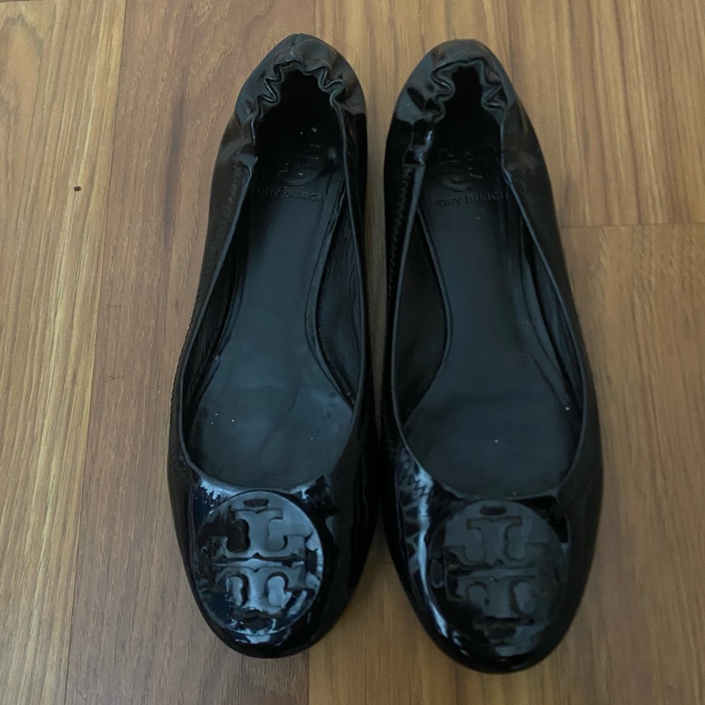 Tory Burch Glossy Black Flats